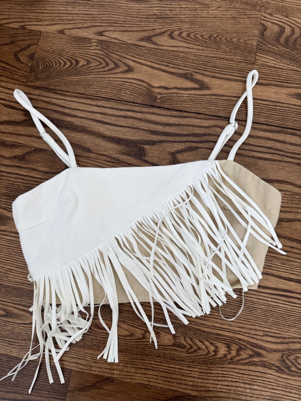 Le Lis White Fringe Cropped Cami Top